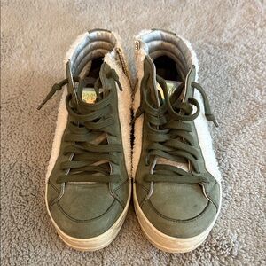 P448 Olive Green High-Top Sneakers